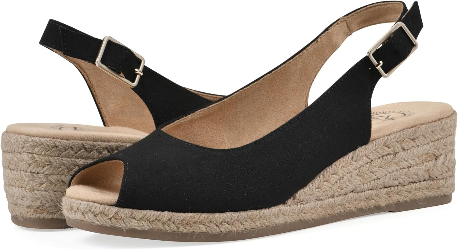 image:imageWHITE MOUNTAIN Womens Maize Slingback Espadrille Wedge SandalBlackFabric