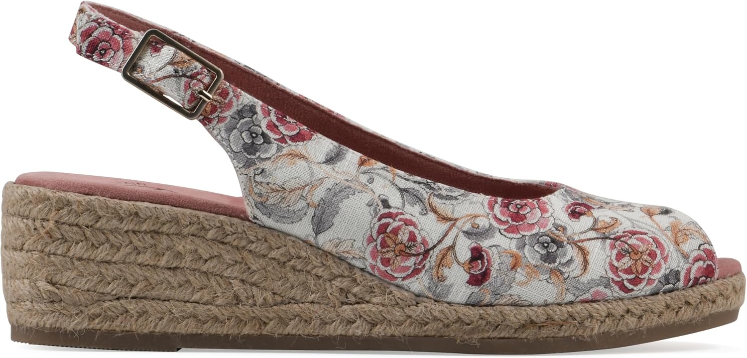 image:imageWHITE MOUNTAIN Womens Maize Slingback Espadrille Wedge SandalBlushFloralFab