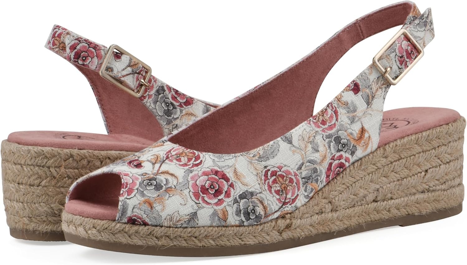 image:imageWHITE MOUNTAIN Womens Maize Slingback Espadrille Wedge SandalBlushFloralFab