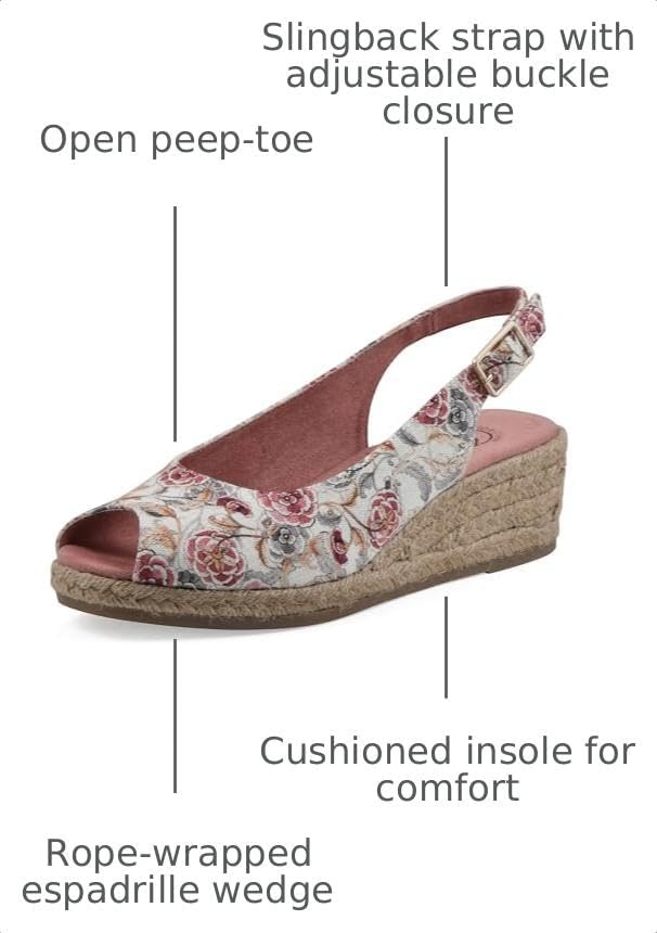 image:imageWHITE MOUNTAIN Womens Maize Slingback Espadrille Wedge SandalBlushFloralFab