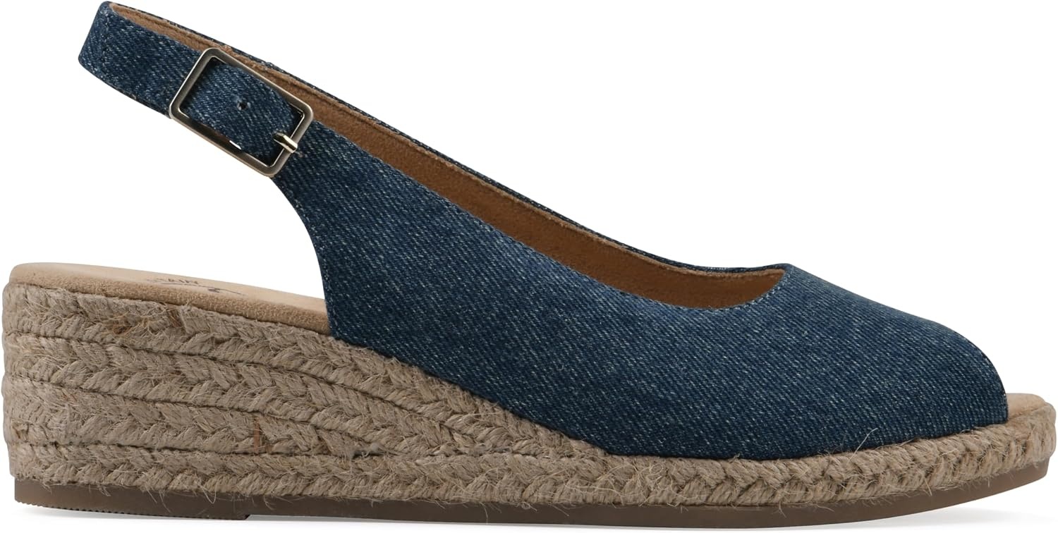 image:imageWHITE MOUNTAIN Womens Maize Slingback Espadrille Wedge SandalDkbluedenimFab