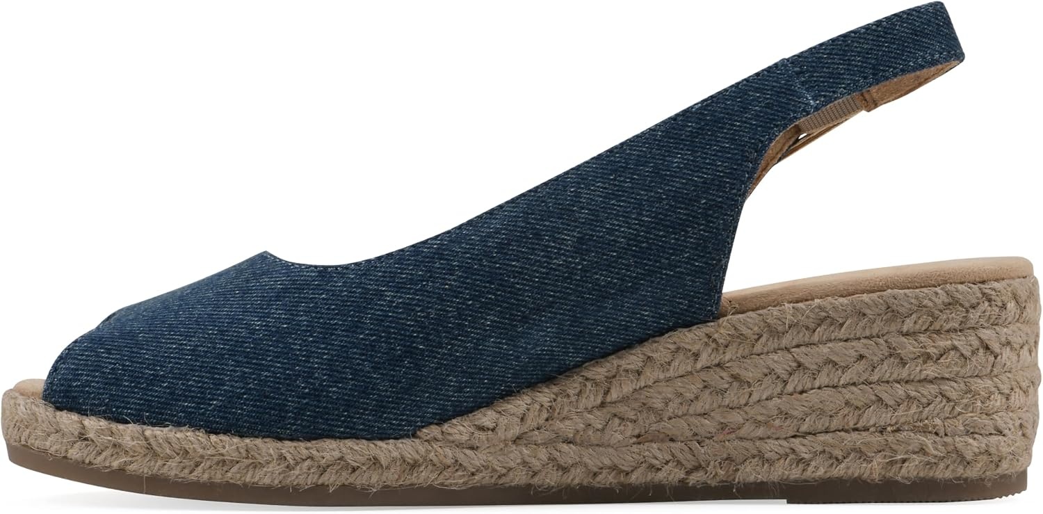 image:imageWHITE MOUNTAIN Womens Maize Slingback Espadrille Wedge SandalDkbluedenimFab