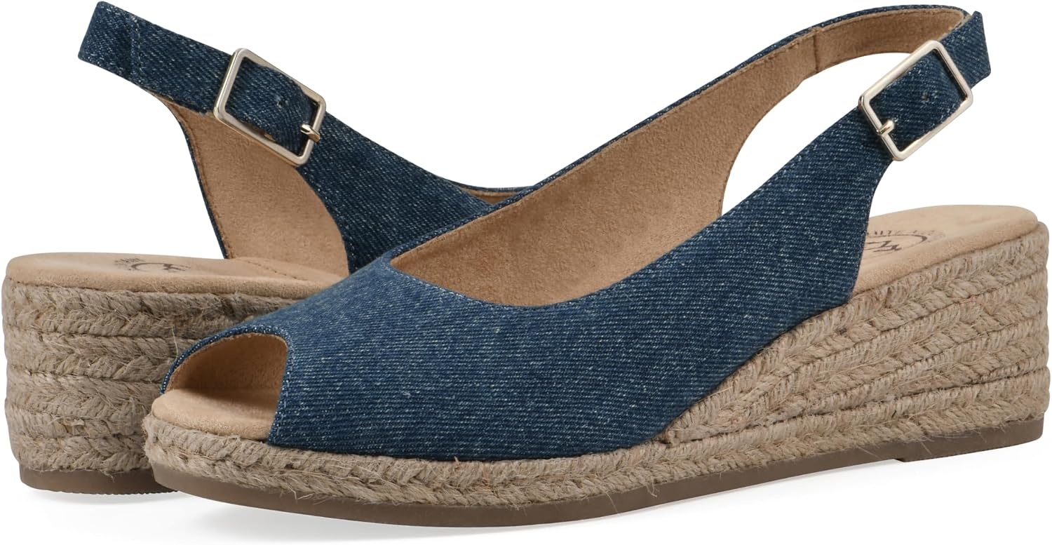 image:imageWHITE MOUNTAIN Womens Maize Slingback Espadrille Wedge SandalDkbluedenimFab