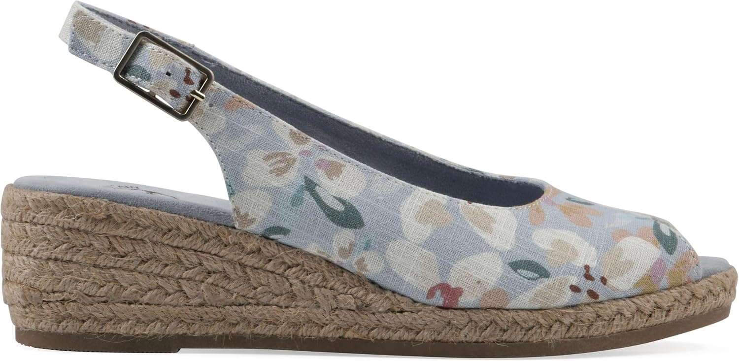 image:imageWHITE MOUNTAIN Womens Maize Slingback Espadrille Wedge SandalLtblueFloralFab