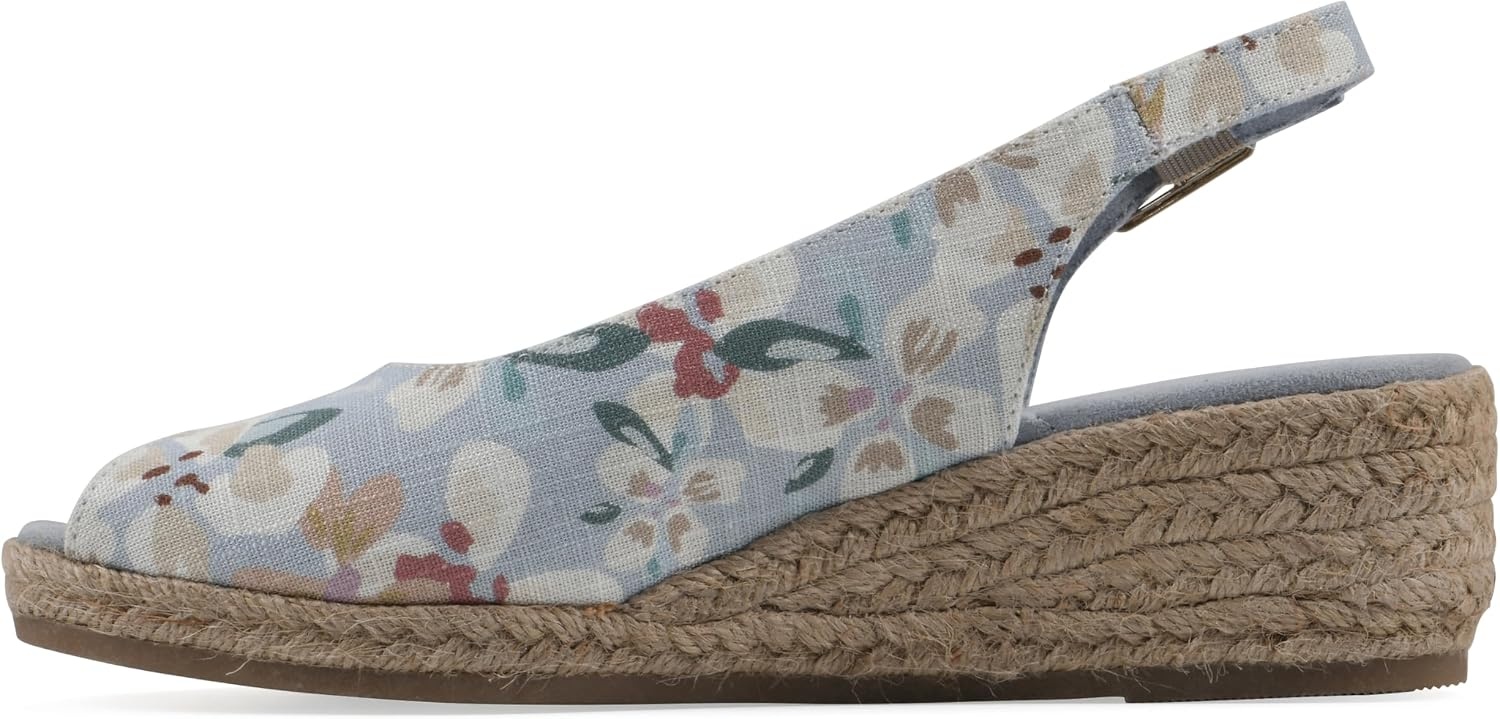image:imageWHITE MOUNTAIN Womens Maize Slingback Espadrille Wedge SandalLtblueFloralFab