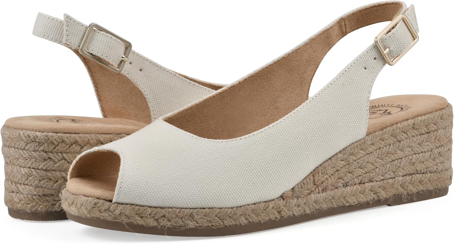 image:imageWHITE MOUNTAIN Womens Maize Slingback Espadrille Wedge SandalNaturalFabric