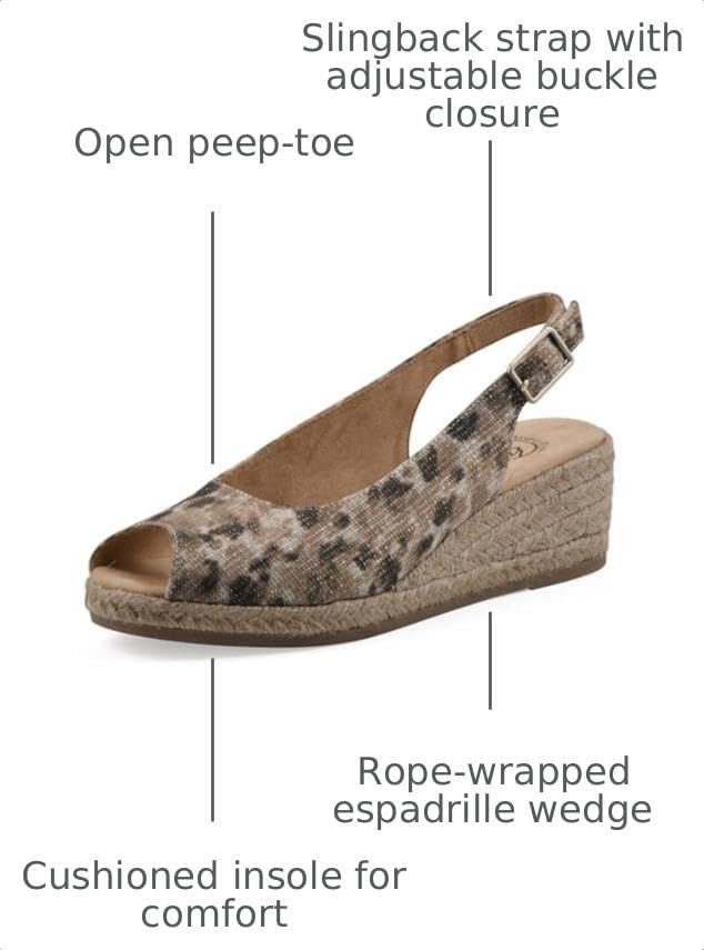 image:imageWHITE MOUNTAIN Womens Maize Slingback Espadrille Wedge SandalNaturalMetLeopardFabric