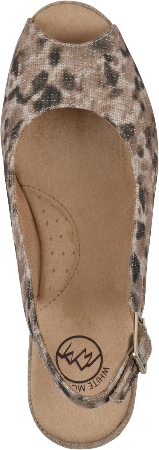image:imageWHITE MOUNTAIN Womens Maize Slingback Espadrille Wedge SandalNaturalMetLeopardFabric