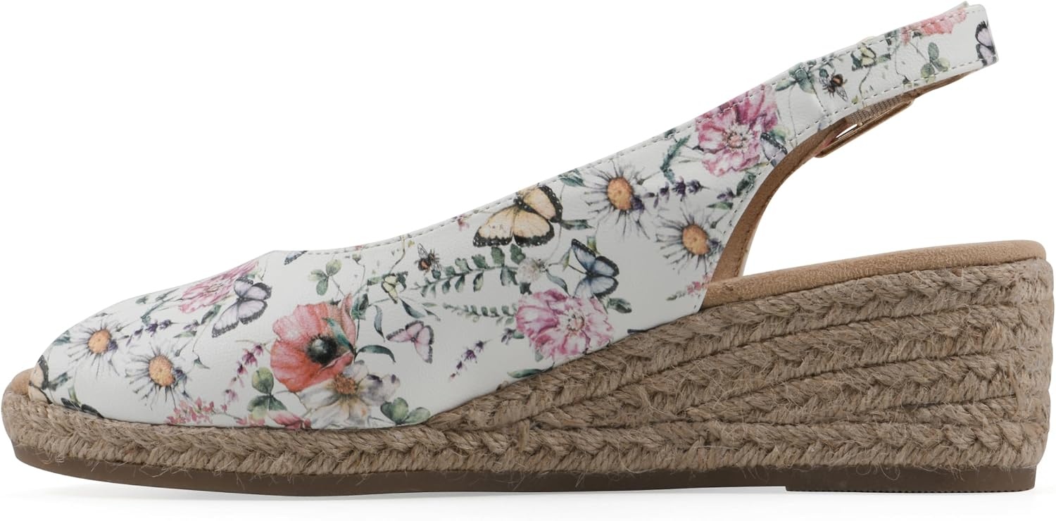 image:imageWHITE MOUNTAIN Womens Maize Slingback Espadrille Wedge SandalWhite Butterfly Multi