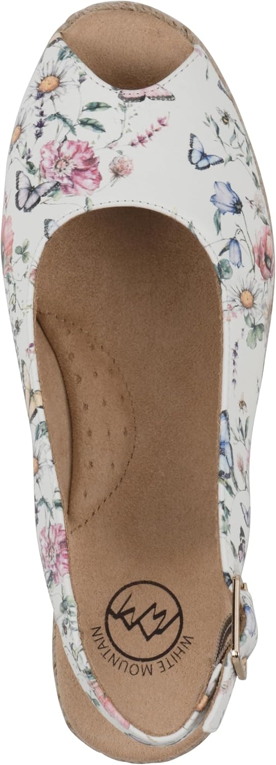 image:imageWHITE MOUNTAIN Womens Maize Slingback Espadrille Wedge SandalWhite Butterfly Multi
