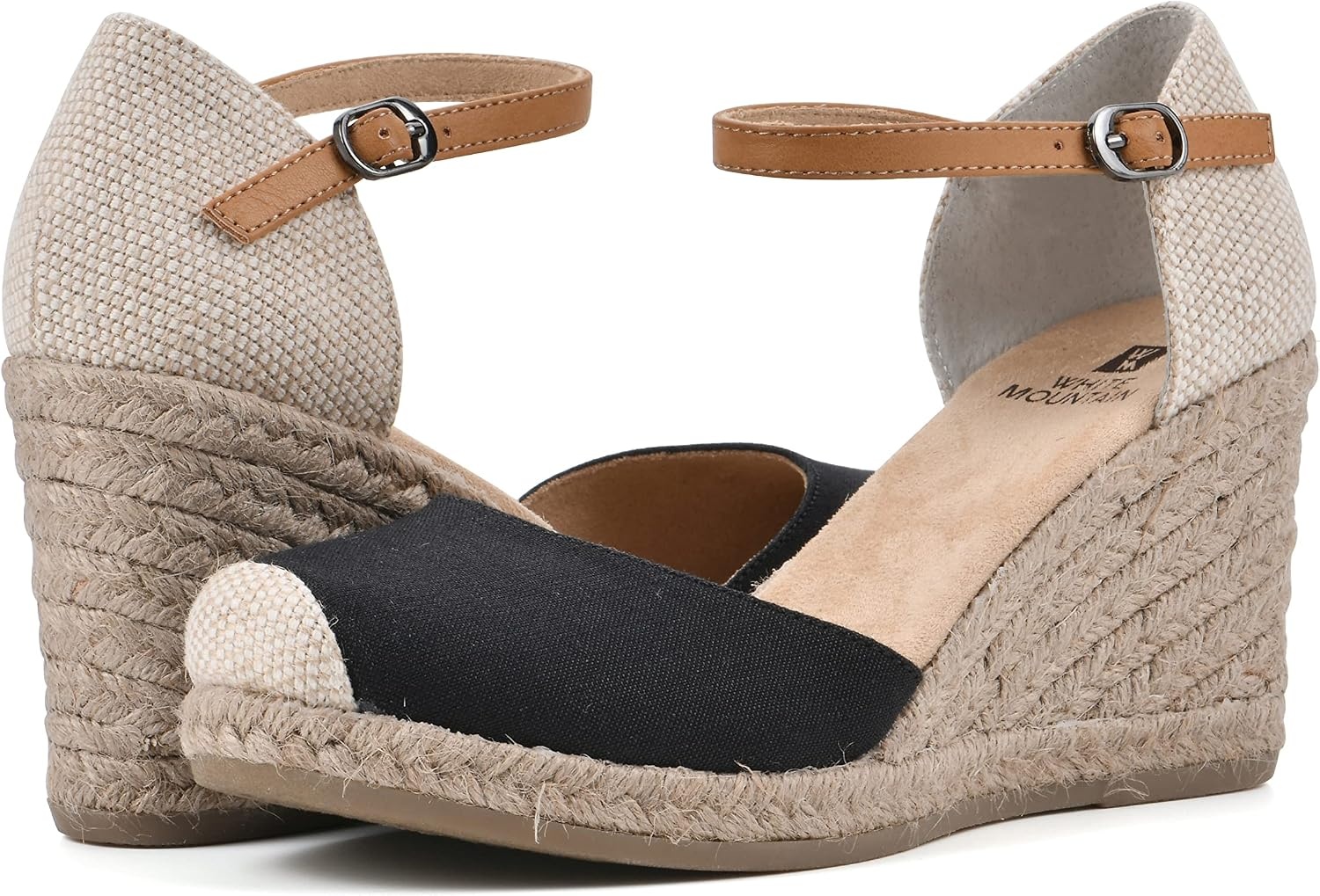 image:imageWHITE MOUNTAIN Womens Mamba Espadrille Wedge SandalBlackFabric