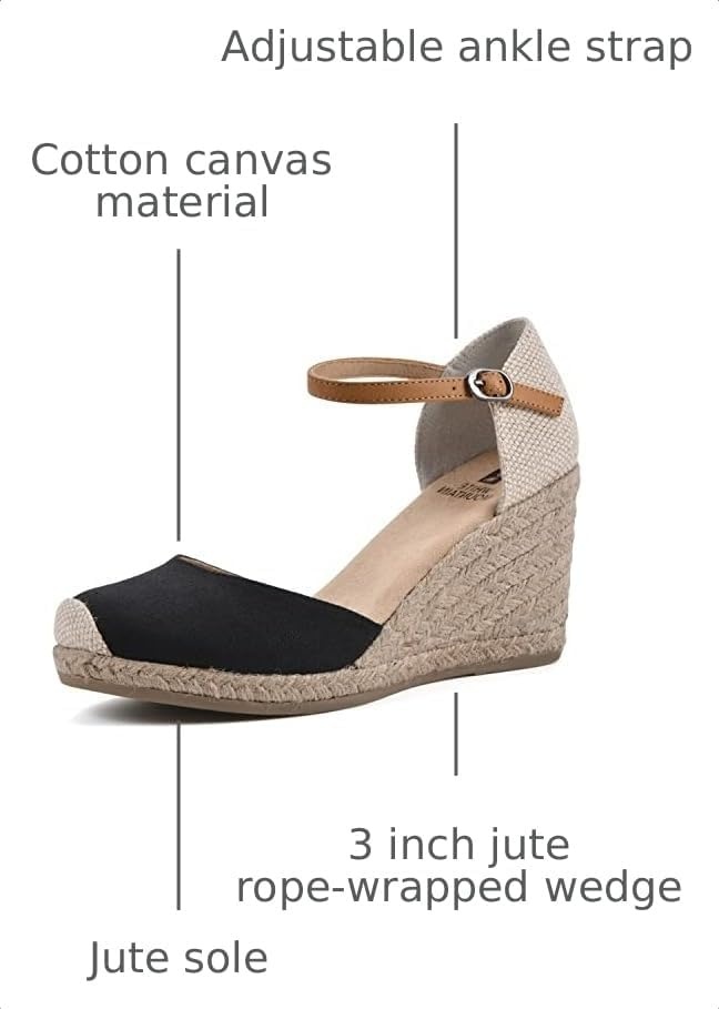 image:imageWHITE MOUNTAIN Womens Mamba Espadrille Wedge SandalBlackFabric