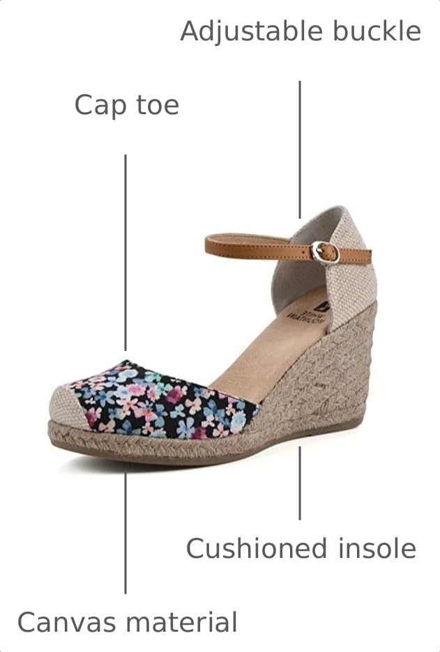 image:imageWHITE MOUNTAIN Womens Mamba Espadrille Wedge SandalBlackFloralFabric