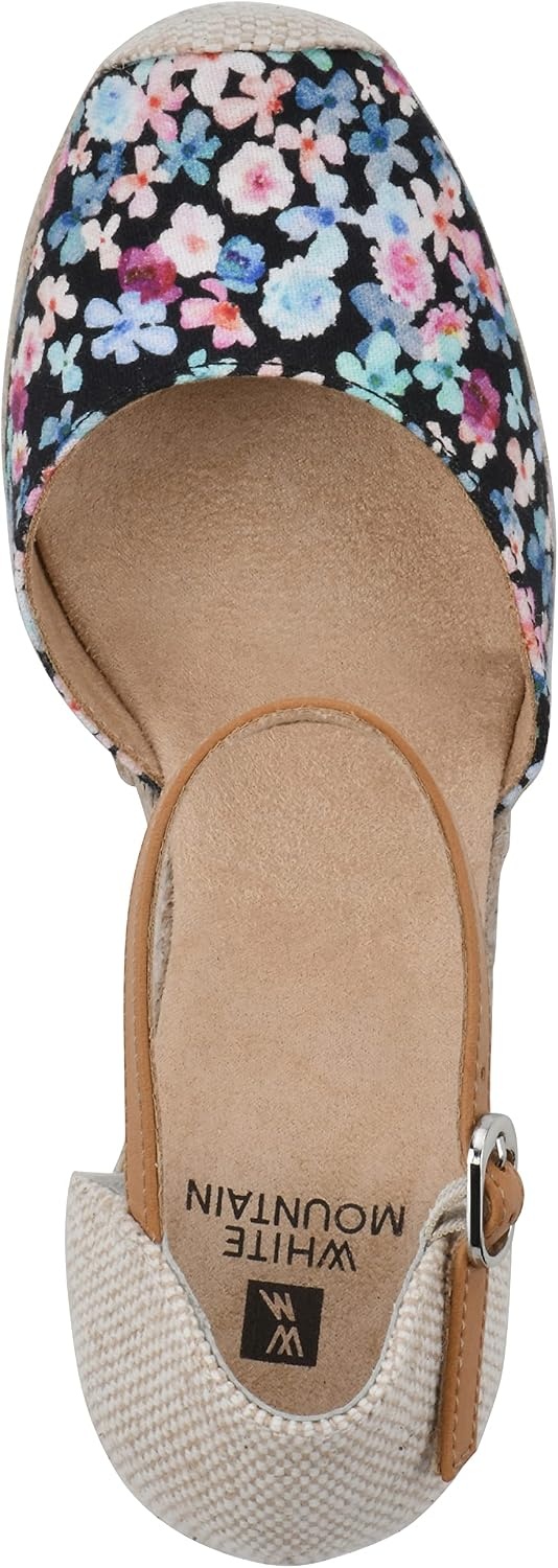 image:imageWHITE MOUNTAIN Womens Mamba Espadrille Wedge SandalBlackFloralFabric