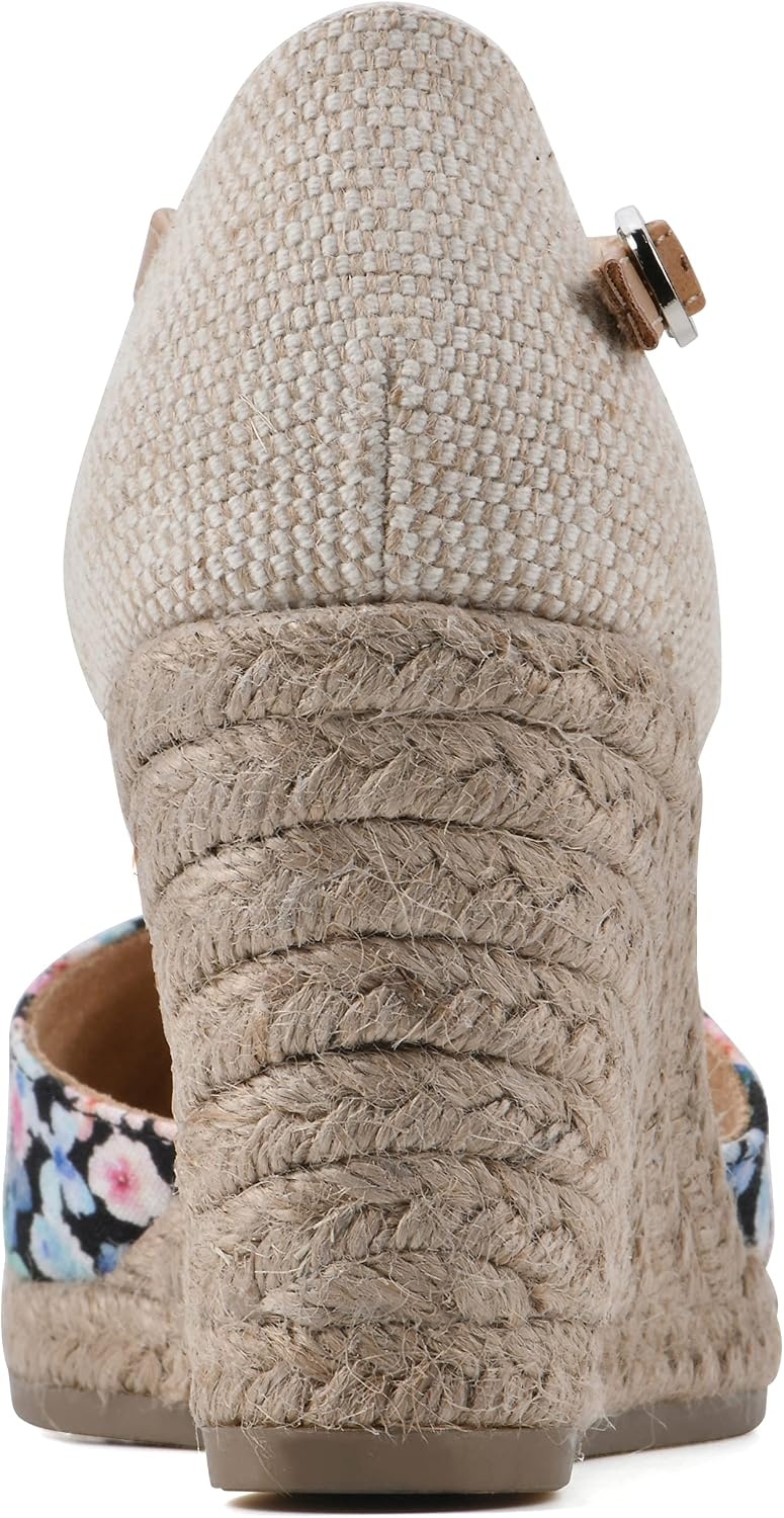 image:imageWHITE MOUNTAIN Womens Mamba Espadrille Wedge SandalBlackFloralFabric