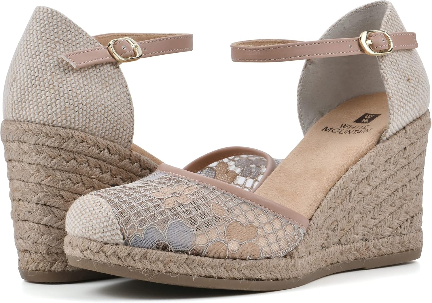 image:imageWHITE MOUNTAIN Womens Mamba Espadrille Wedge SandalBlushMeshFabric