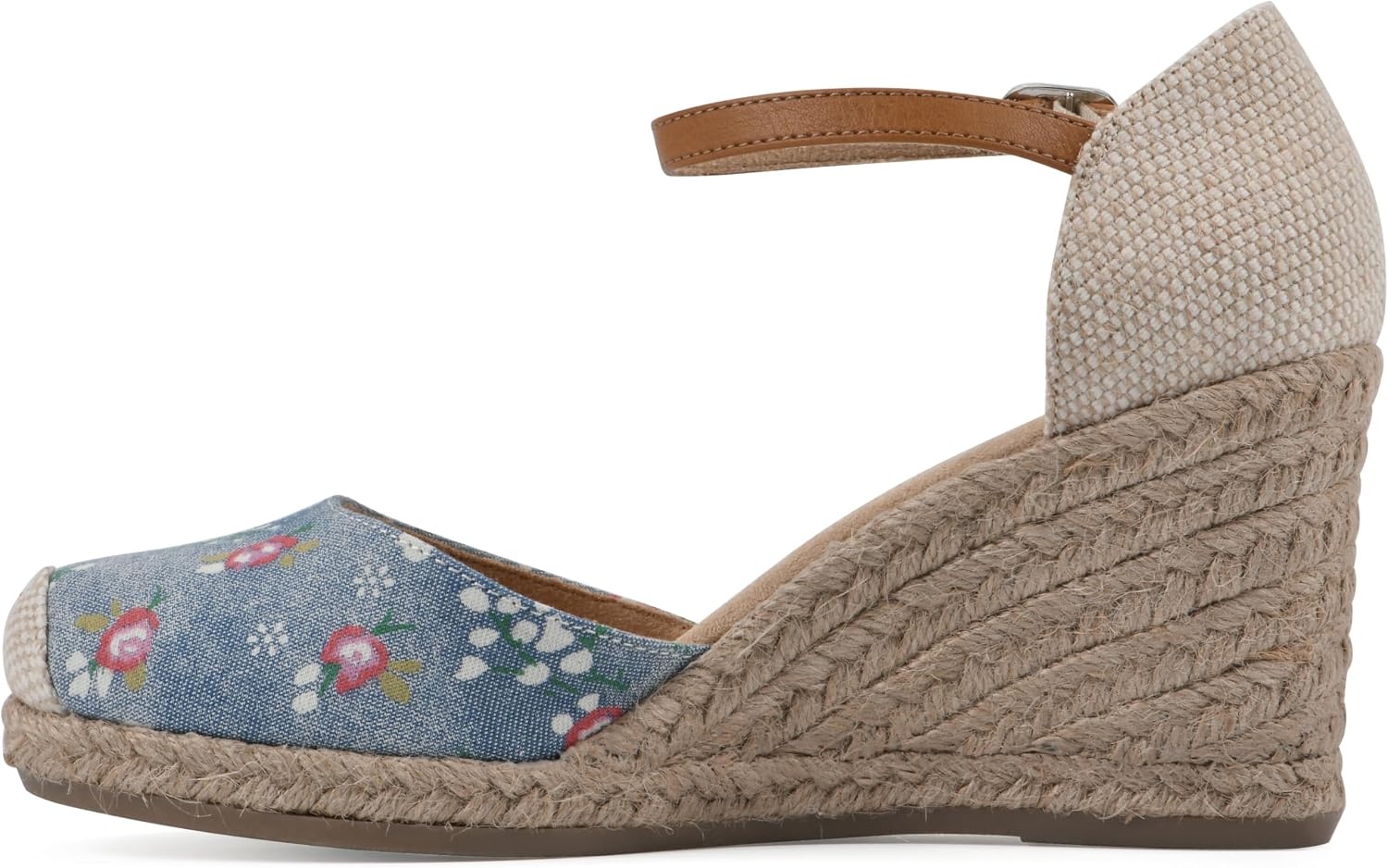 image:imageWHITE MOUNTAIN Womens Mamba Espadrille Wedge SandalLtblueFloralDenim