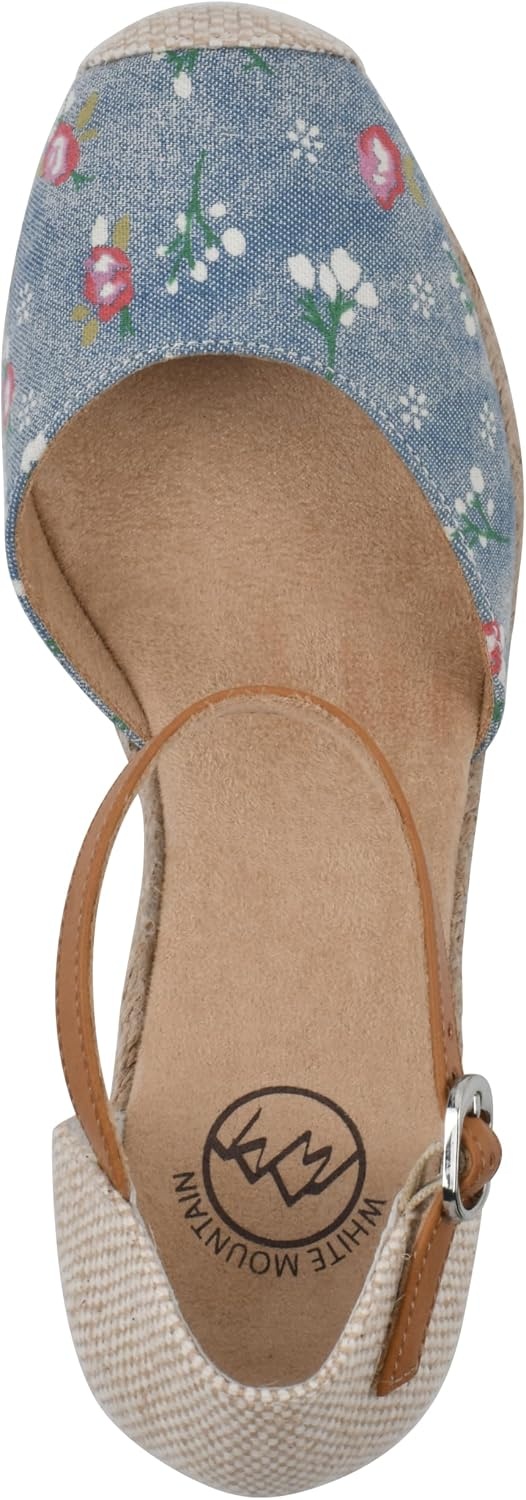 image:imageWHITE MOUNTAIN Womens Mamba Espadrille Wedge SandalLtblueFloralDenim
