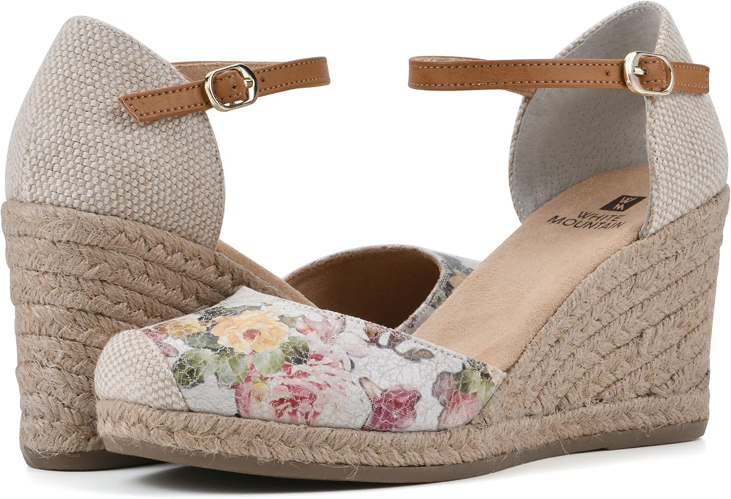 image:imageWHITE MOUNTAIN Womens Mamba Espadrille Wedge SandalWhiteFloralSmooth