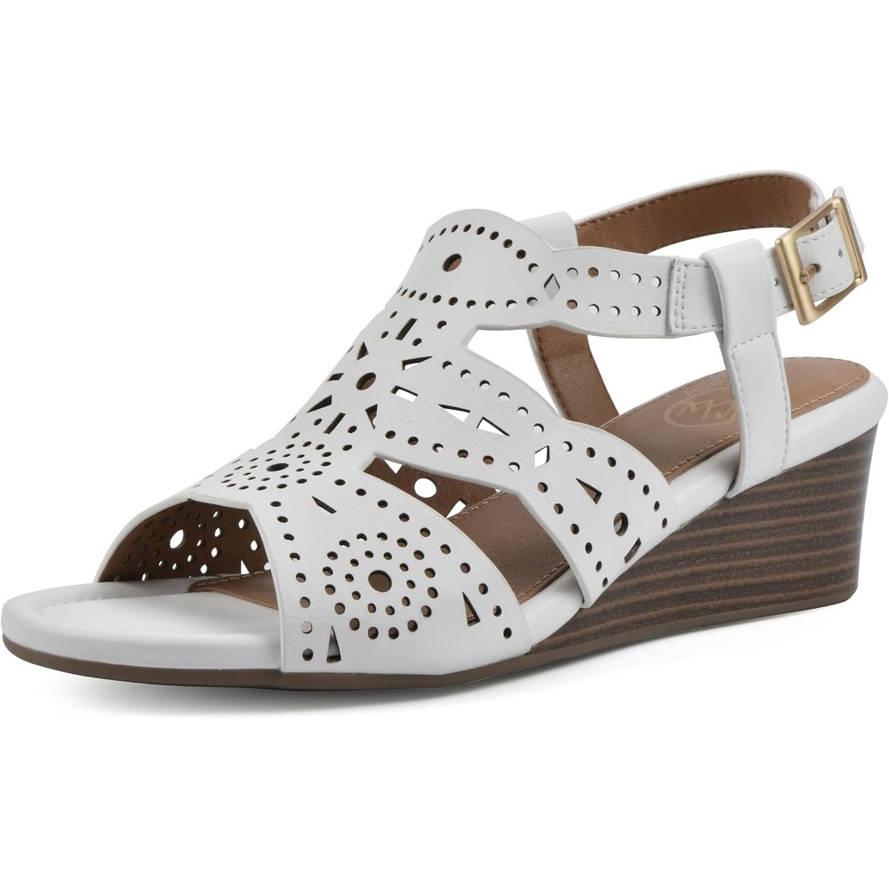 image:imageWHITE MOUNTAIN Womens Brush Up Wedge SandalWhiteBurnSmooth