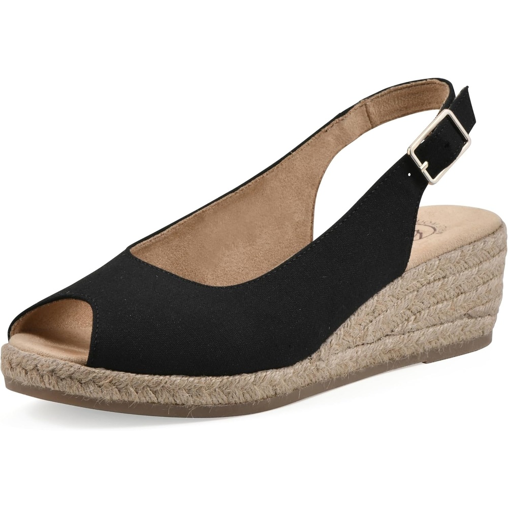 image:imageWHITE MOUNTAIN Womens Maize Slingback Espadrille Wedge SandalBlack Fabric