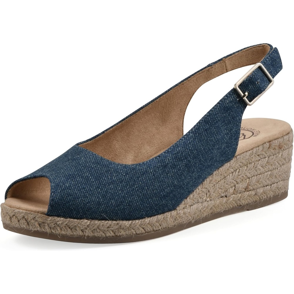 image:imageWHITE MOUNTAIN Womens Maize Slingback Espadrille Wedge SandalDkbluedenimFab