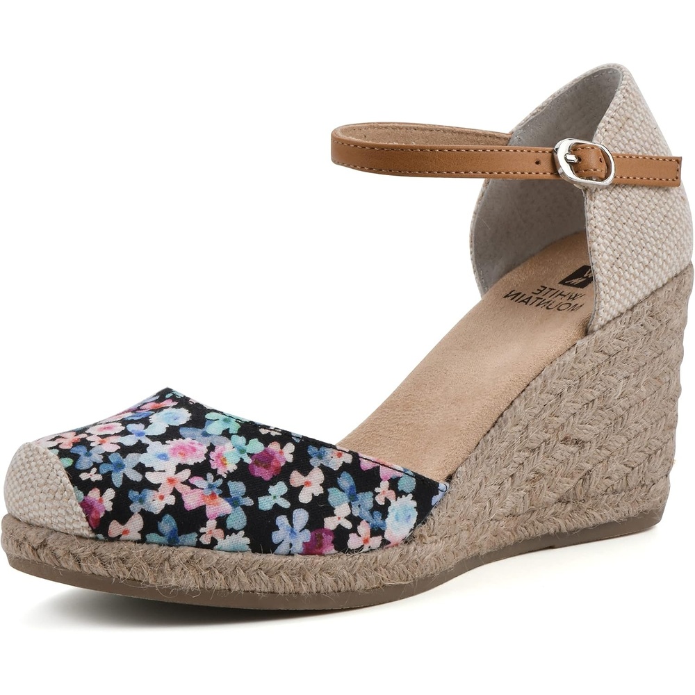 image:imageWHITE MOUNTAIN Womens Mamba Espadrille Wedge SandalBlackFloralFabric