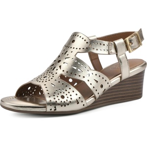 WHITE MOUNTAIN Women’s Brush Up Wedge Sandal(Gold/Metallic/Smooth)