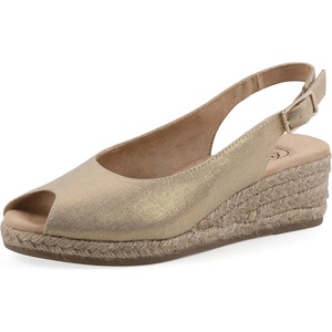 WHITE MOUNTAIN Women’s Maize Slingback Espadrille Wedge Sandal(Antique Gold Fabric)