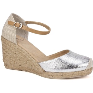WHITE MOUNTAIN Women’s Mamba Espadrille Wedge Sandal(Silver)