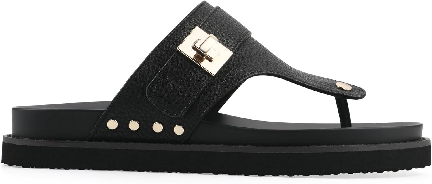 image:imageWhite Mountain Womens Malabar Thong Footbed SandalBlack Smooth WBlack Footbed