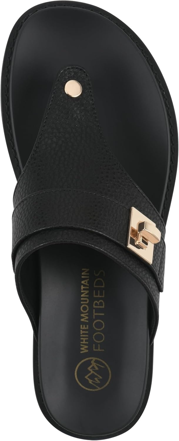 image:imageWhite Mountain Womens Malabar Thong Footbed SandalBlack Smooth WBlack Footbed