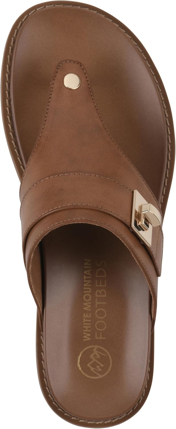 image:imageWhite Mountain Womens Malabar Thong Footbed SandalDark Tan Smooth