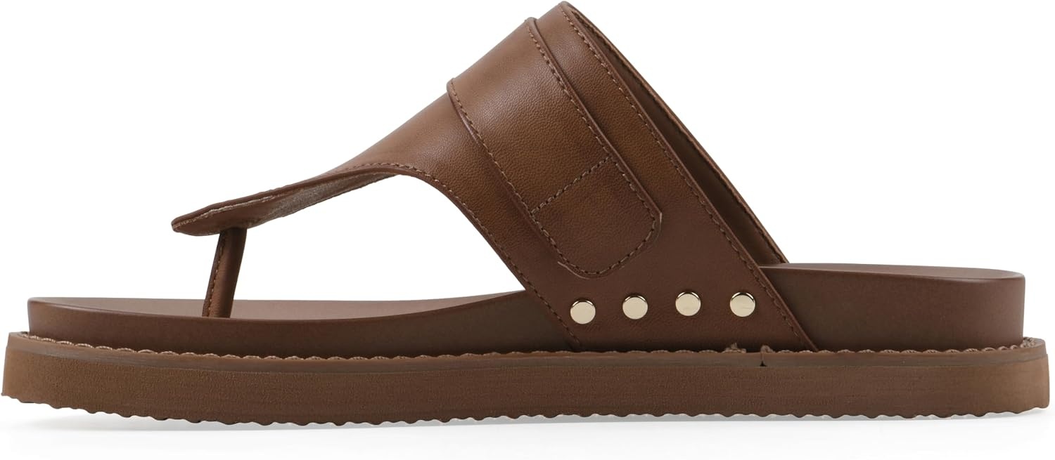 image:imageWhite Mountain Womens Malabar Thong Footbed SandalDark Tan Smooth