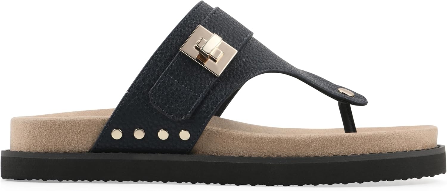 image:imageWhite Mountain Womens Malabar Thong Footbed SandalNavy Smooth