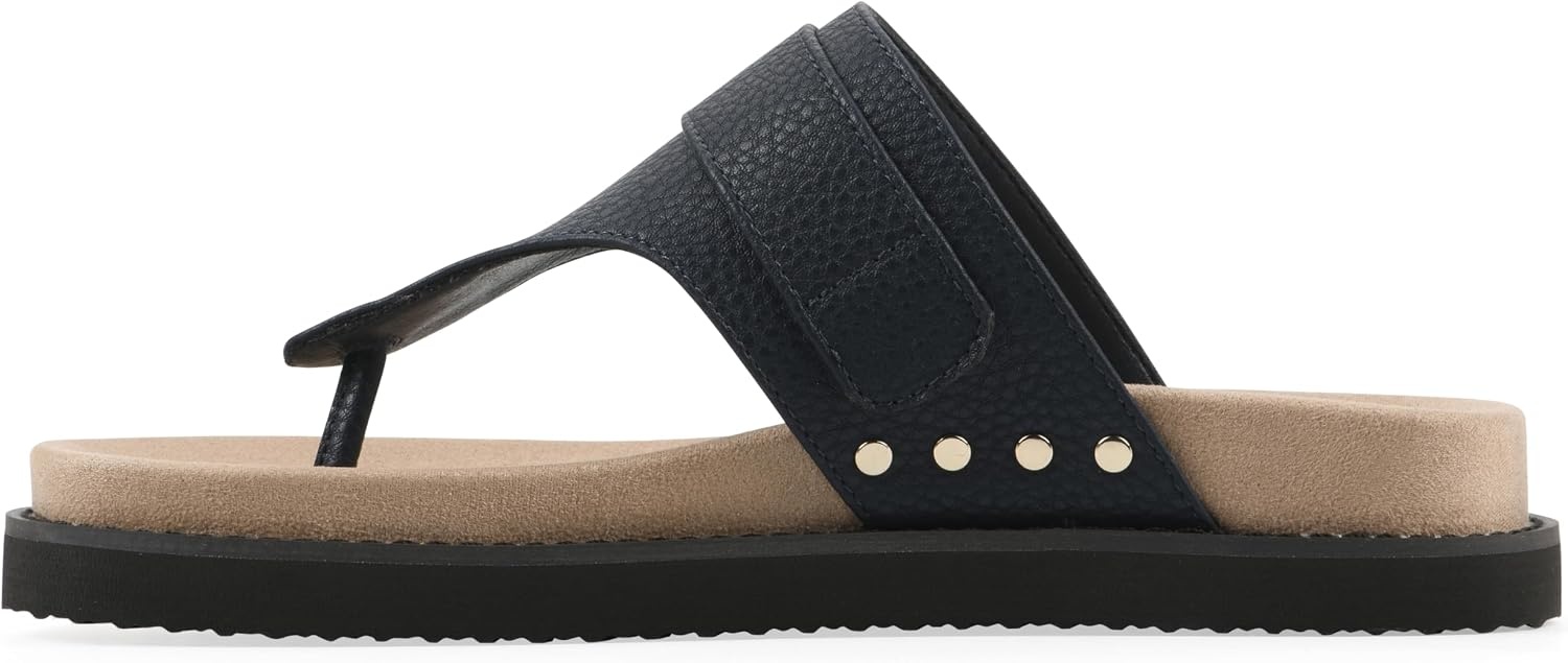 image:imageWhite Mountain Womens Malabar Thong Footbed SandalNavy Smooth