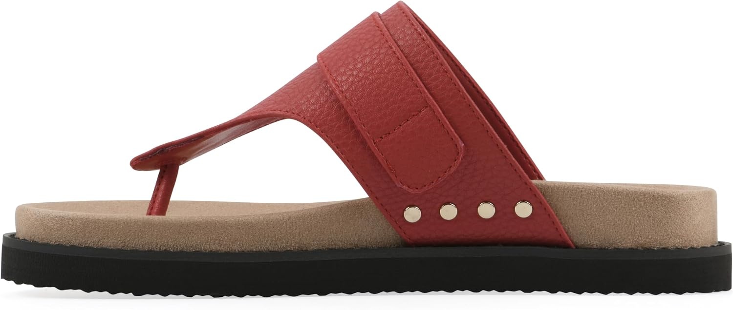 image:imageWhite Mountain Womens Malabar Thong Footbed SandalRed Smooth
