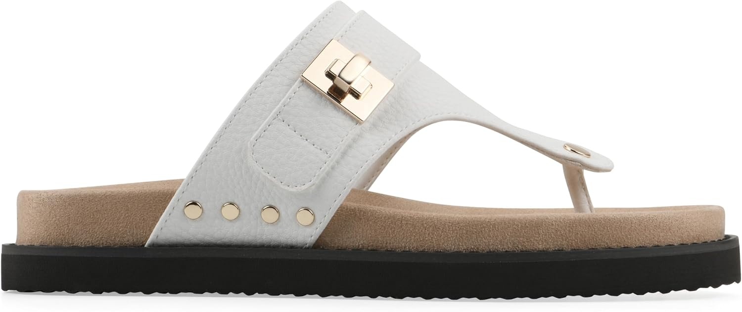 image:imageWhite Mountain Womens Malabar Thong Footbed SandalWhite Smooth