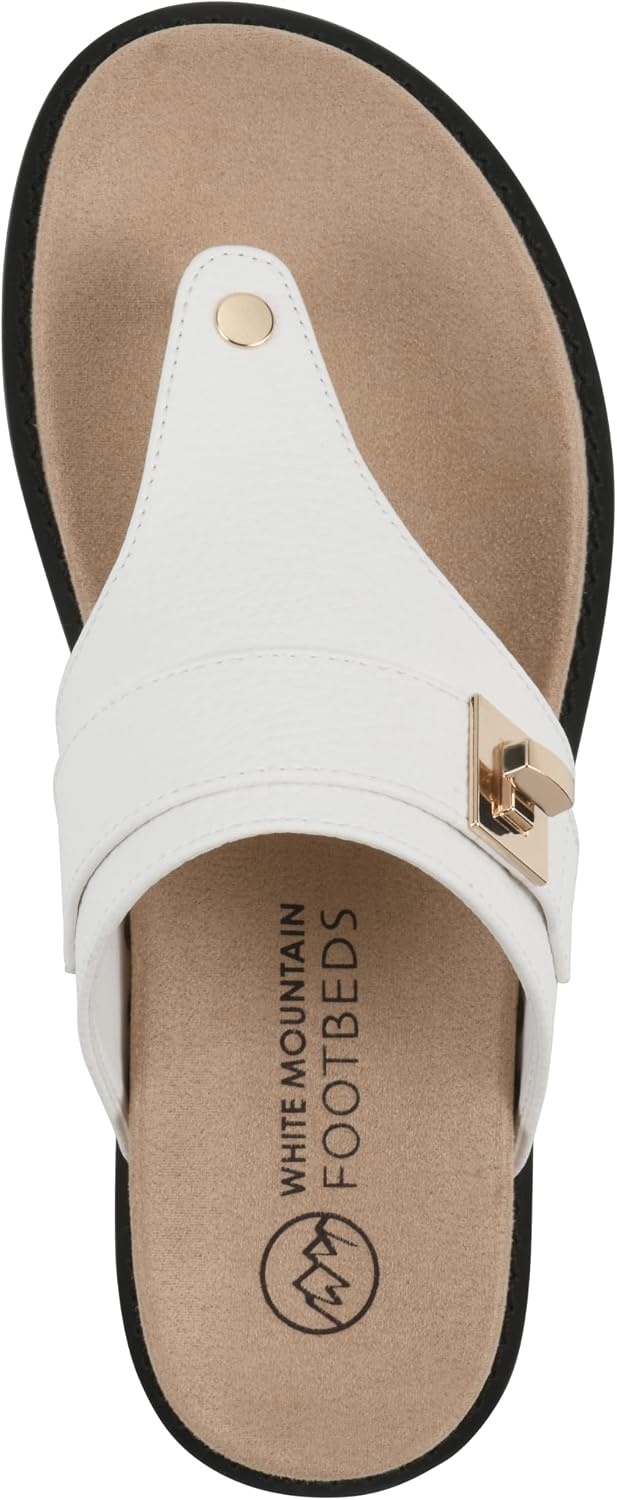 image:imageWhite Mountain Womens Malabar Thong Footbed SandalWhite Smooth