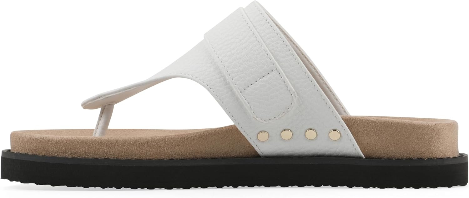 image:imageWhite Mountain Womens Malabar Thong Footbed SandalWhite Smooth