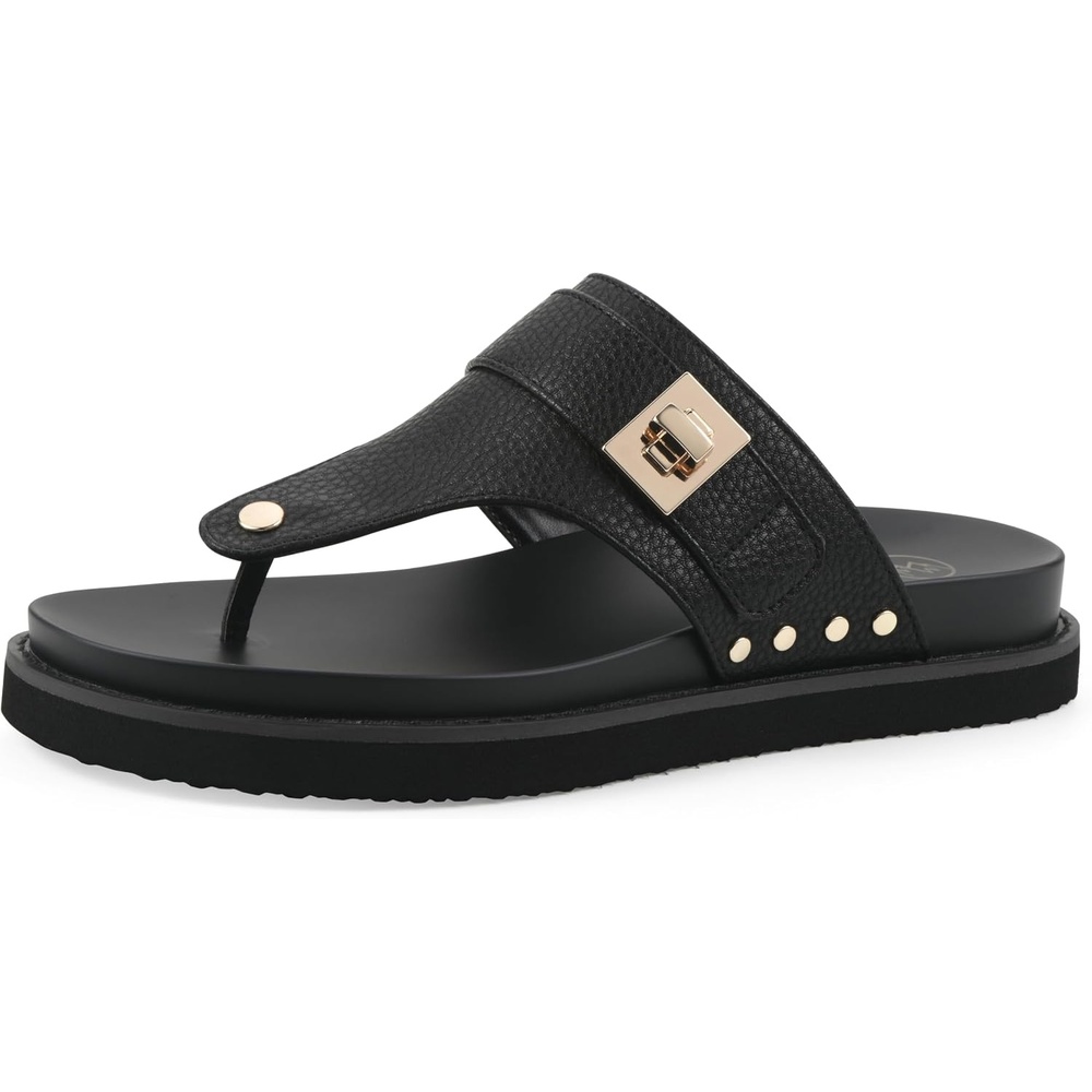 image:imageWhite Mountain Womens Malabar Thong Footbed SandalBlack Smooth WBlack Footbed